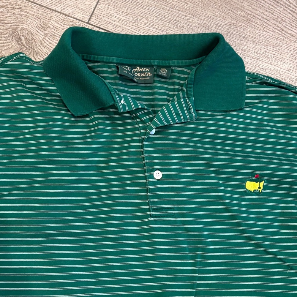 Amen Corner Masters Polo Mens XL Green Striped Pima Cotton Masters Golf